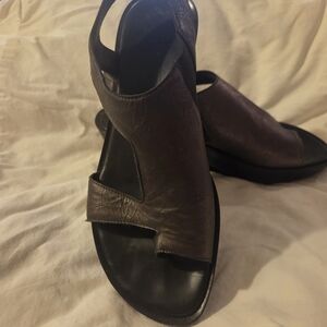 Donald J. Pliner Dark Brown Leather Open-Toe Slingback Sandals